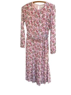 BODEN Pink Multicolor Paisley Floral Midi Viscose Dress Size 6